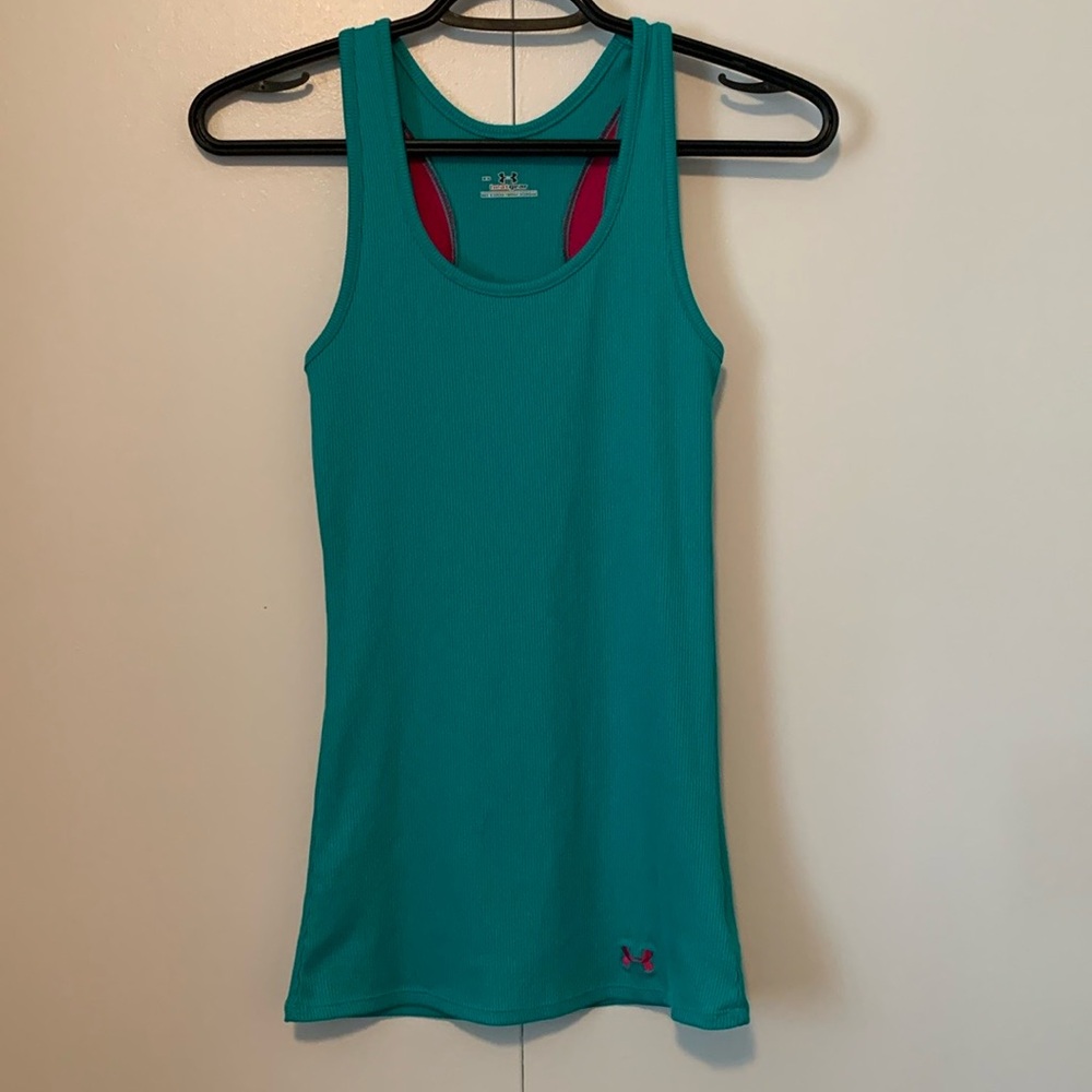 Under Armour HeatGear Teal & Fuchsia Athletic Tank Top Size XS